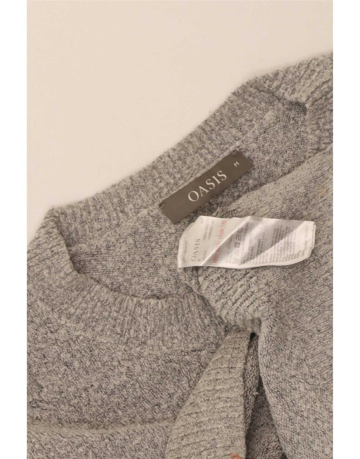 Suéter feminino Oasis com gola canoa UK 12 cinza médio acrílico