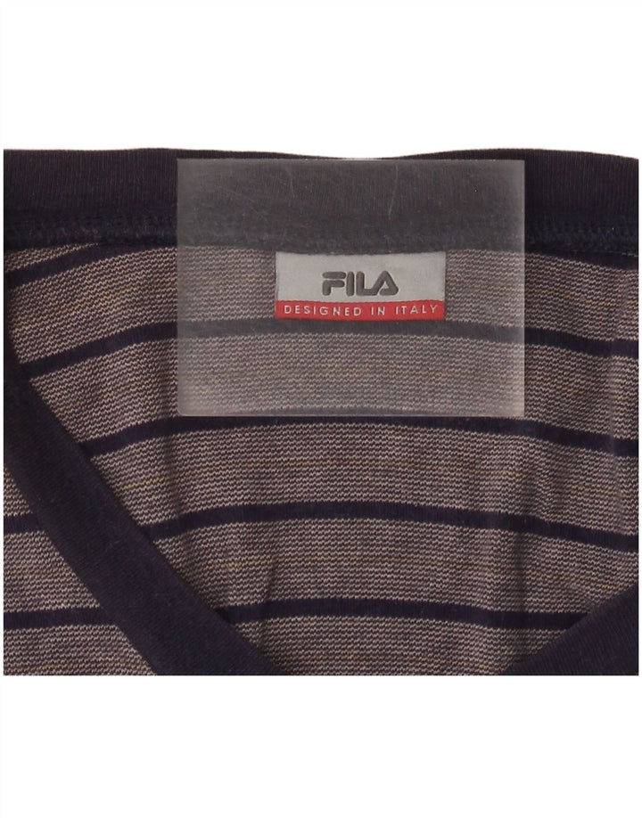 Fila Top Feminino Manga Comprida UK 18 XL Azul Marinho Listrado