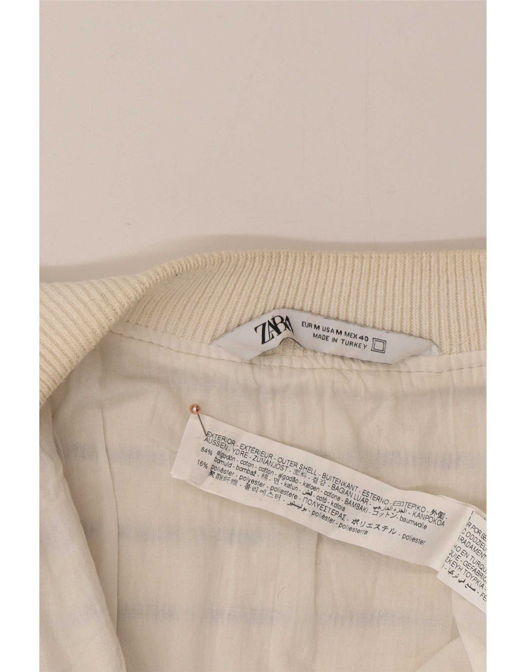 Suéter cardigã masculino Zara de algodão listrado branco médio