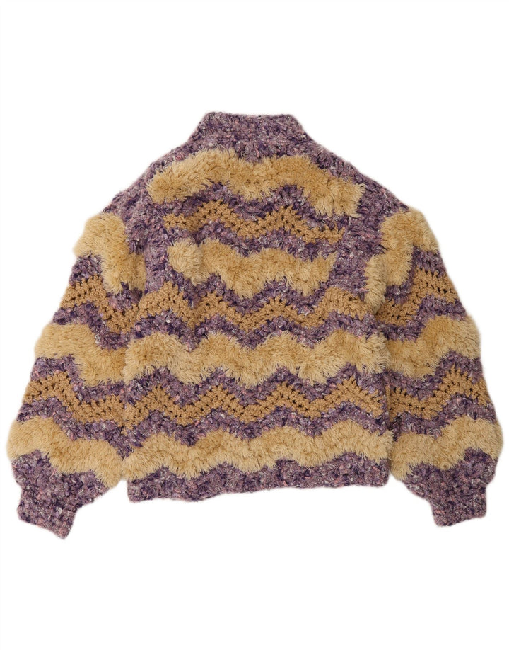 Suéter cardigã feminino com zíper completo C&A UK 14 médio multicolorido Chevron