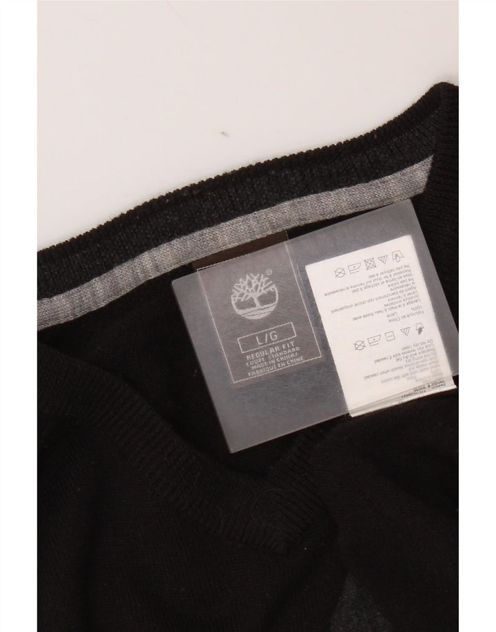 Suéter masculino Timberland regular fit com decote em V, grande lã preta