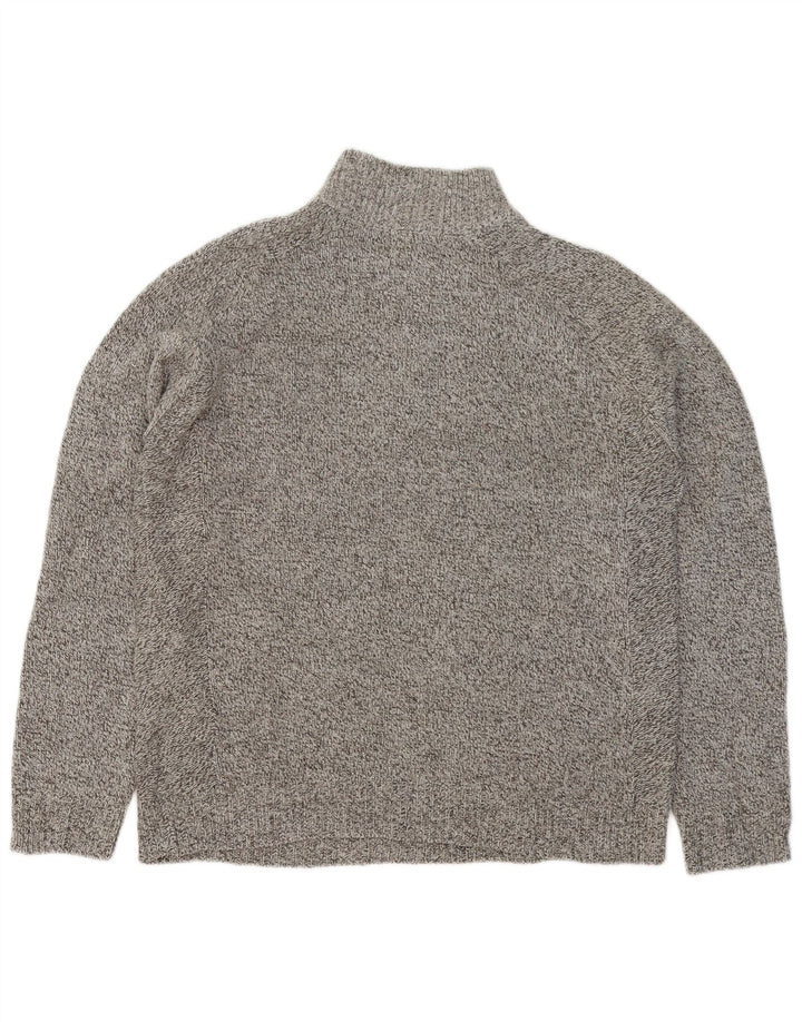 Suéter masculino Marks & Spencer com zíper e gola cinza médio manchado