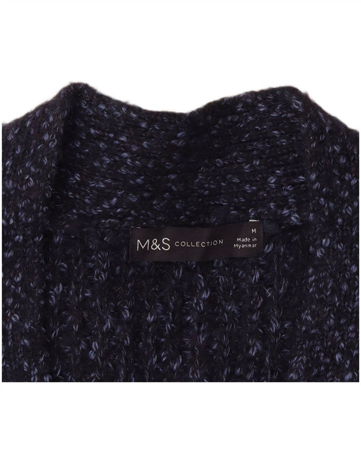 Suéter cardigã feminino grande Marks & Spencer Reino Unido 14 médio azul manchado