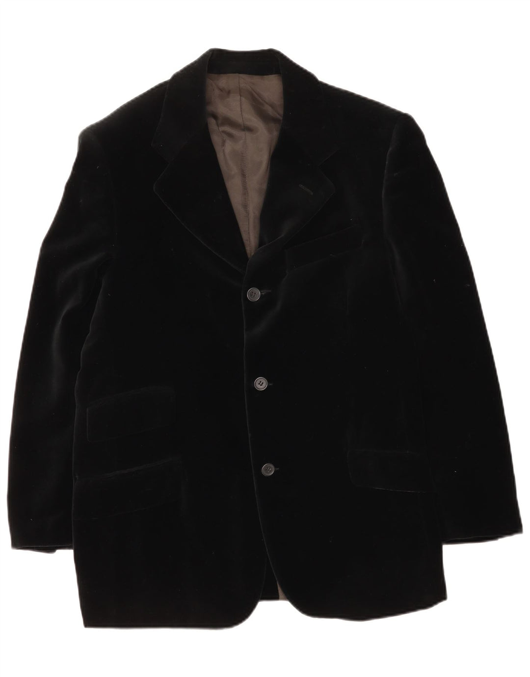 Jaqueta blazer masculina vintage de veludo com 3 botões Reino Unido 38 médio preto