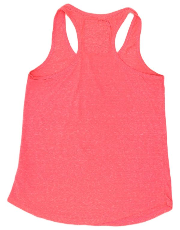 SUPERDRY Womens Track & Field Graphic Vest Top UK 14 Large Pink Flecked