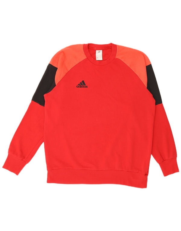ADIDAS Mens Moletom Jumper XL Vermelho Colorblock Algodão
