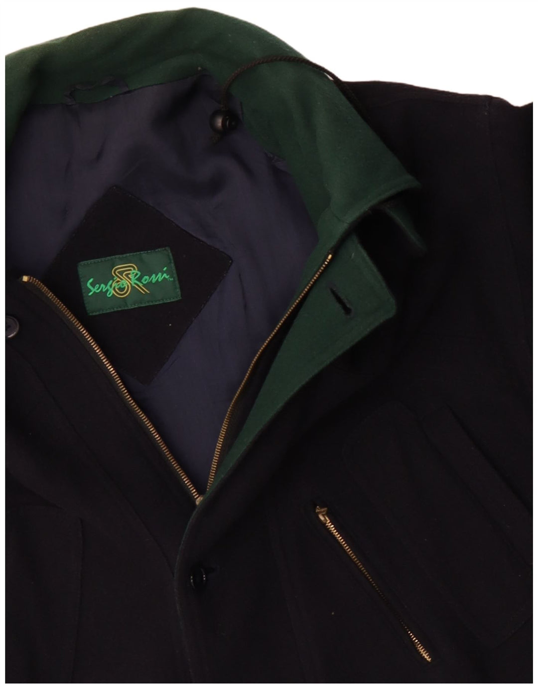 Sobretudo masculino VINTAGE UK 42 XL lã azul marinho