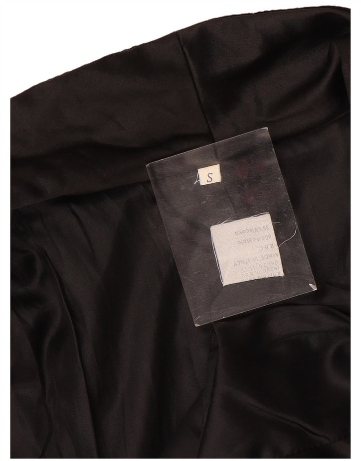 Jaqueta blazer feminina vintage de veludo com peito duplo Reino Unido 10 pequena preta