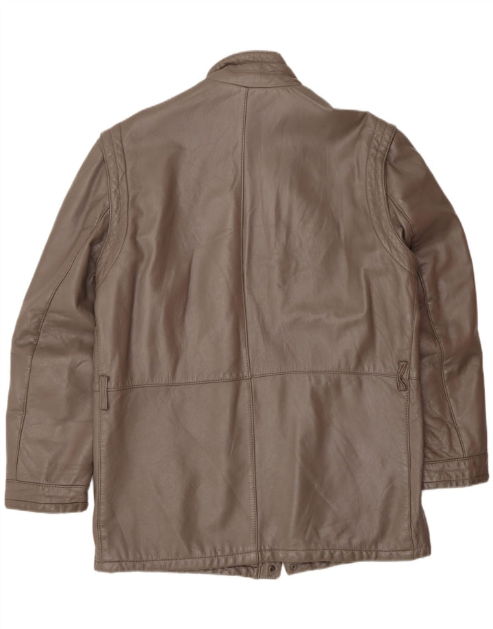 Jaqueta de couro masculina vintage UK 40 grande marrom