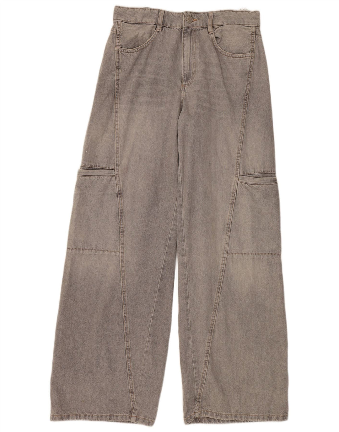 Calça jeans feminina cargo larga ZARA EU 40 médio W30 L34 algodão cinza