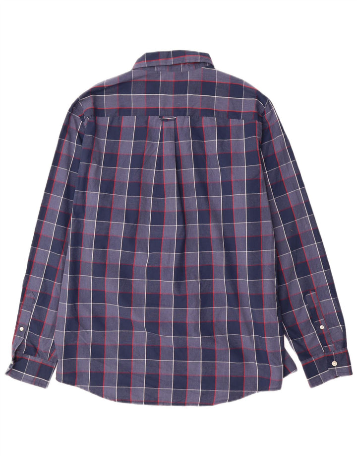Camisa masculina Chaps Easy Care grande algodão xadrez azul marinho