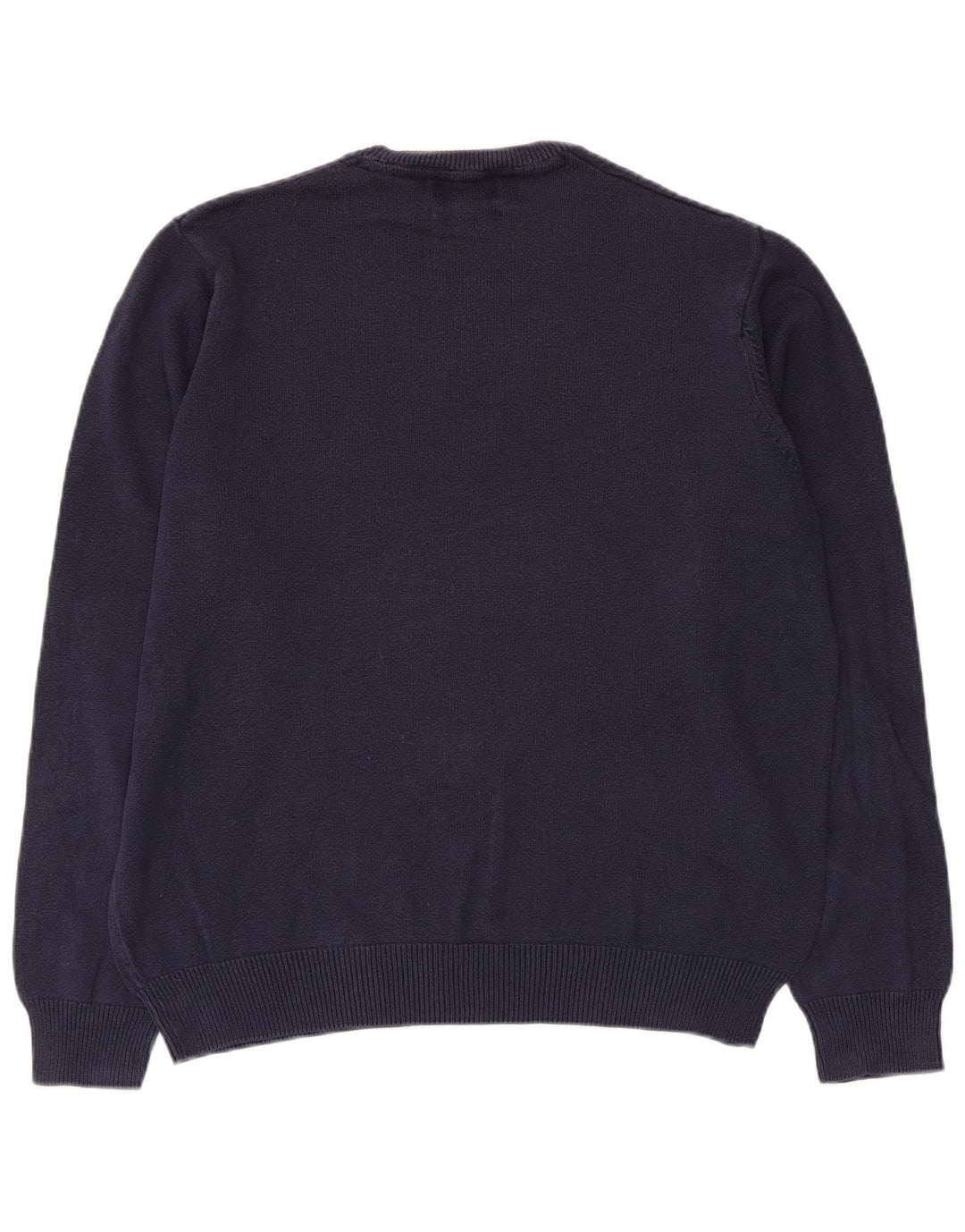 Suéter masculino Marks & Spencer com gola redonda, algodão azul marinho médio