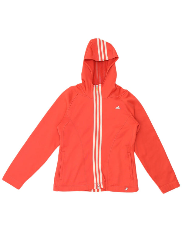 Adidas Womens Climawarm Zip Hoodie Sweater UK 12 Medium Red Poliéster
