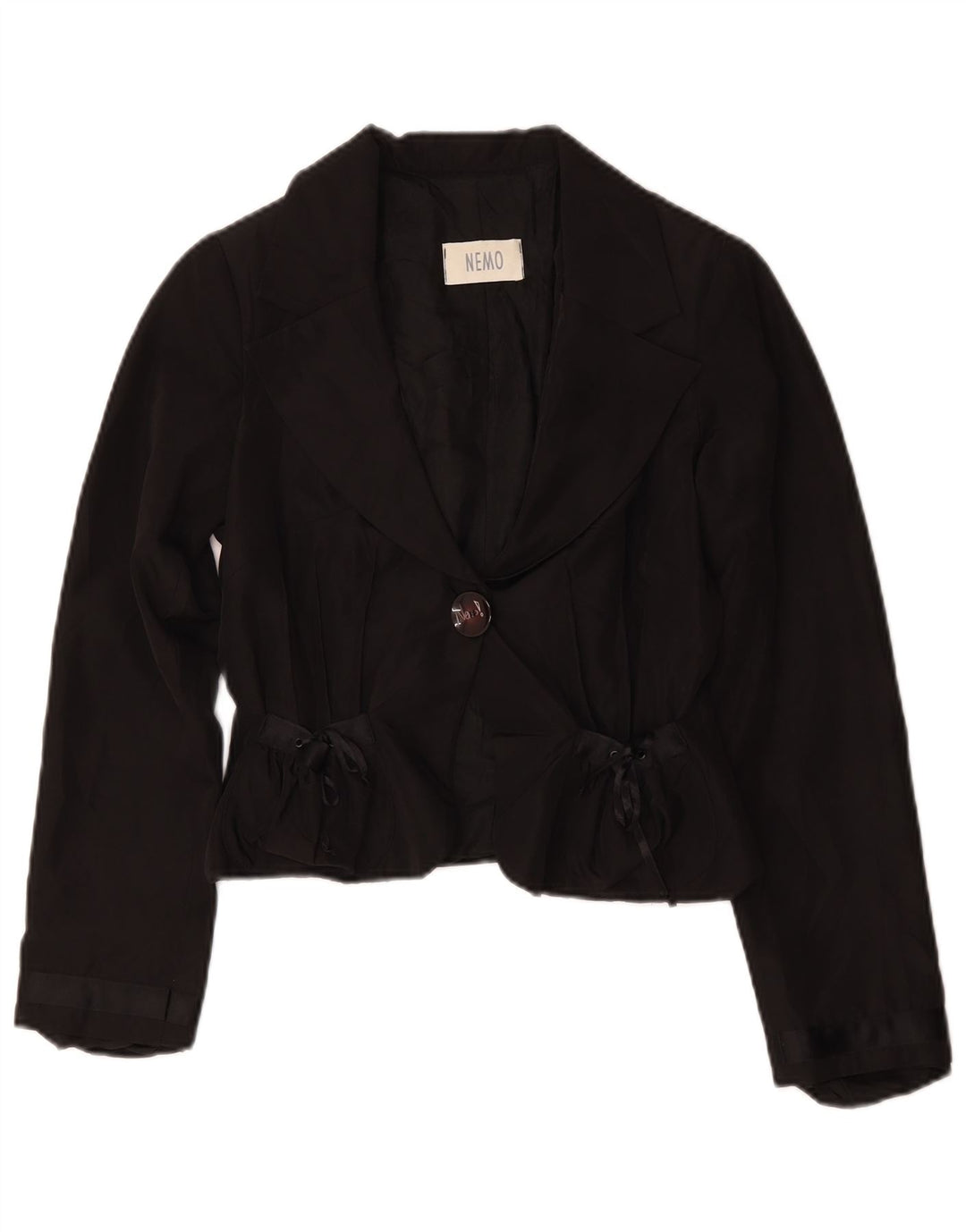 Jaqueta blazer vintage feminina crop 1 botão IT 42 acetato preto médio