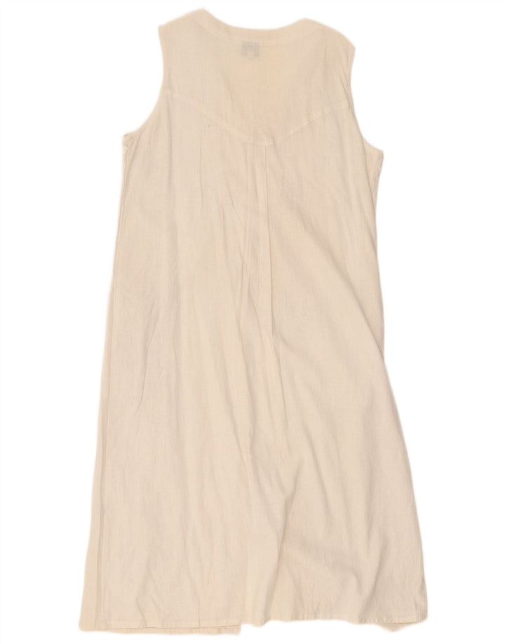 Vestido feminino Marila sem mangas UK 14 linho branco médio
