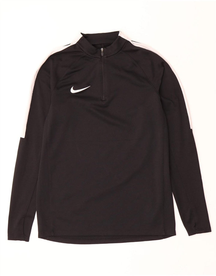 NIKE Masculino Dri Fit Zip Neck Pullover Treino Top Médio Preto Colourblock