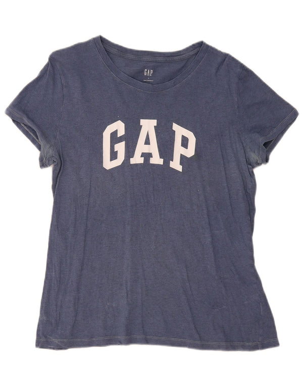 Camiseta feminina gráfica Gap UK 14 grande algodão azul marinho