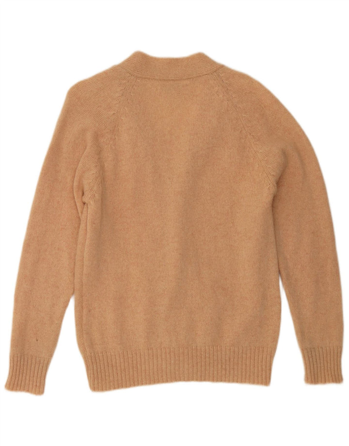 Suéter Cardigan Masculino Vintage Grande Chevron Bege