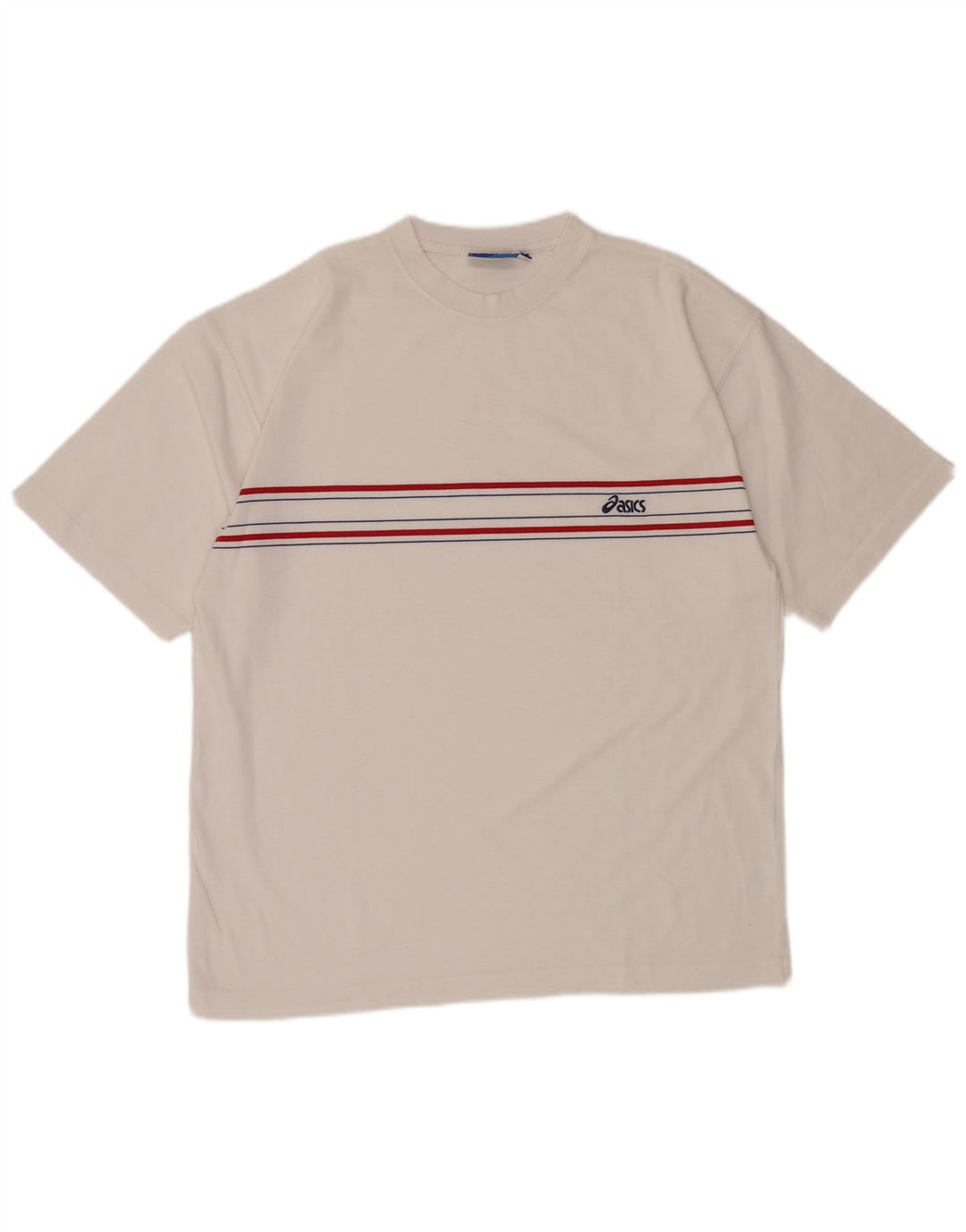 Camiseta masculina ASICS grande poliéster listrado branco