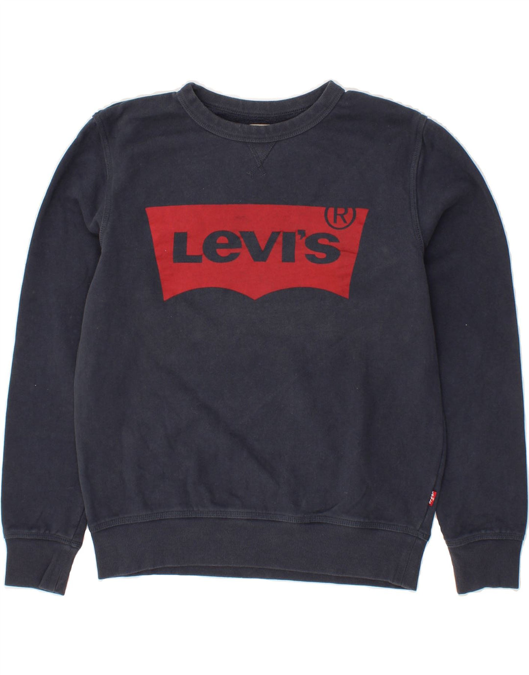 LEVI'S Boys Graphic Sweatshirt Jumper 15-16 Years Navy Blue Cotton Vintage Levi's and Second-Hand Levi's from Messina Hembry 