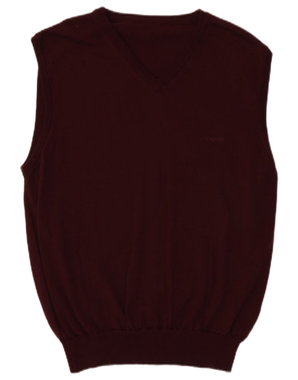 Bugatti Mens Vest Tank Top UK 40 Médio Lã Virgem Borgonha