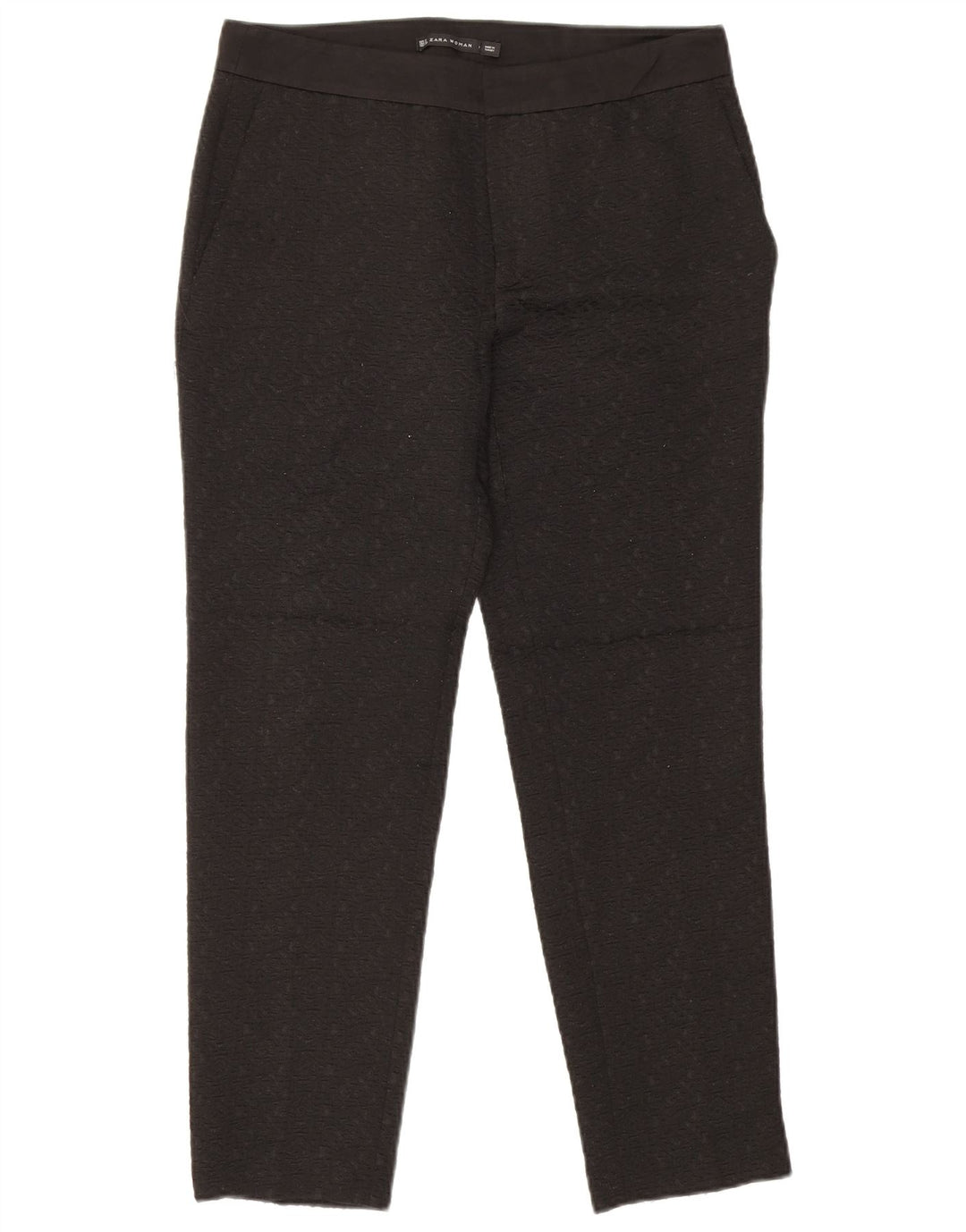 Zara Calça Chino Feminina Slim Médio W28 L27 Poliéster Geométrico Preto