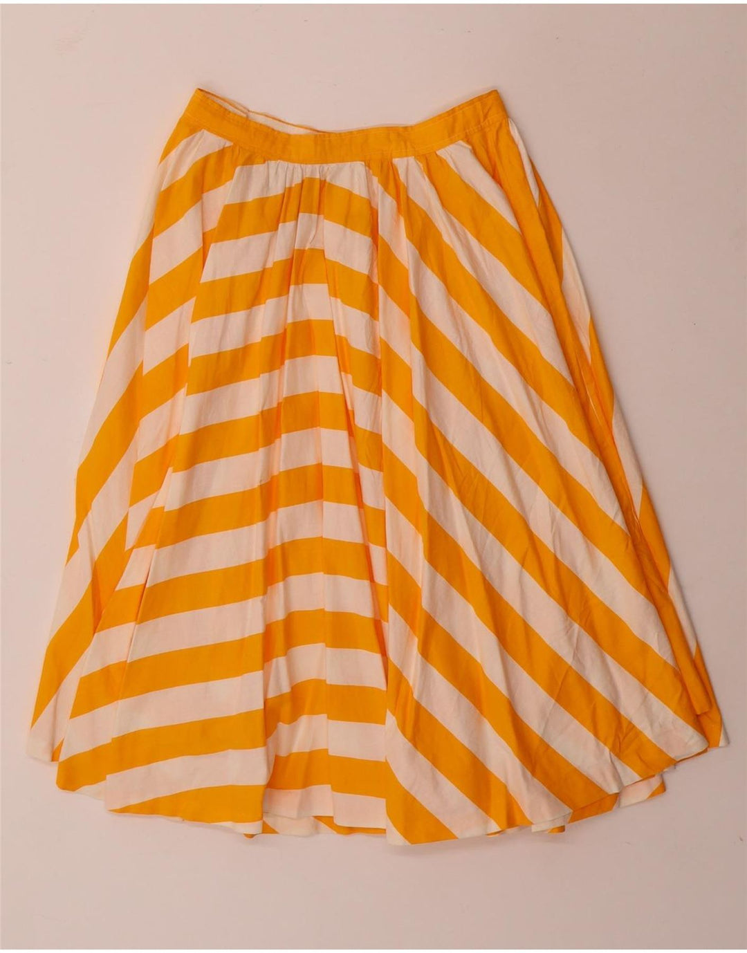 Saia larga feminina vintage W24 pequena listrada amarela