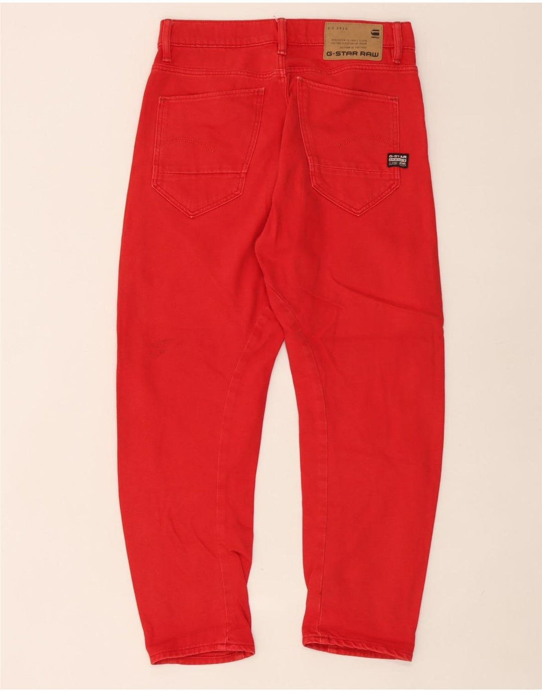 Calça jeans masculina G-Star 3D Arc cortada W25 L25 algodão vermelho