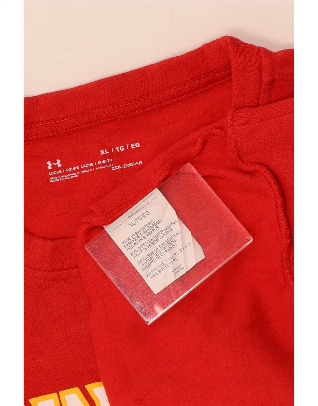 Under Armour Masculino Cold Gear Moletom Gráfico Jumper XL Algodão Vermelho