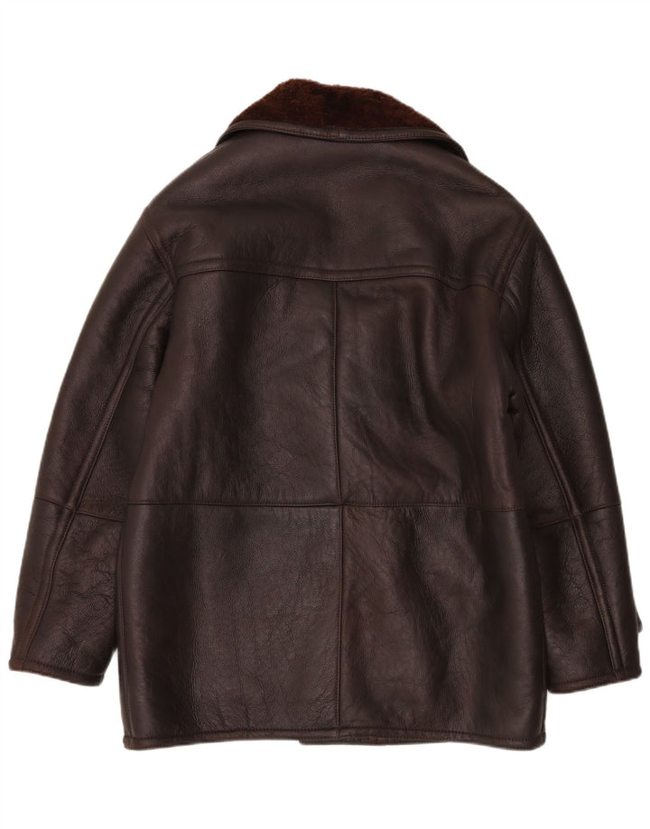 Jaqueta masculina vintage de corte solto IT 48 Shearling marrom médio