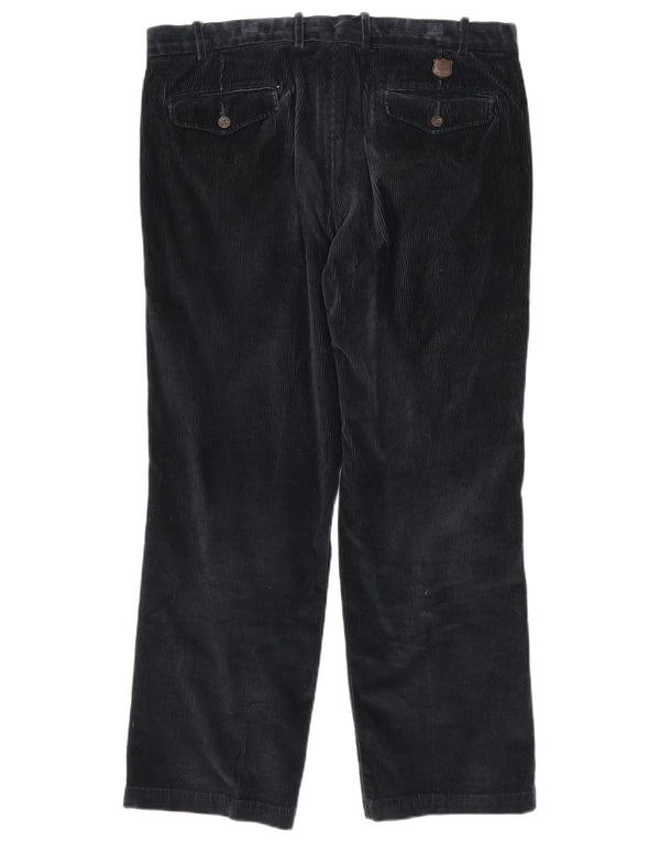 Calça masculina reta de veludo cotelê Marks & Spencer W36 L29 algodão azul marinho