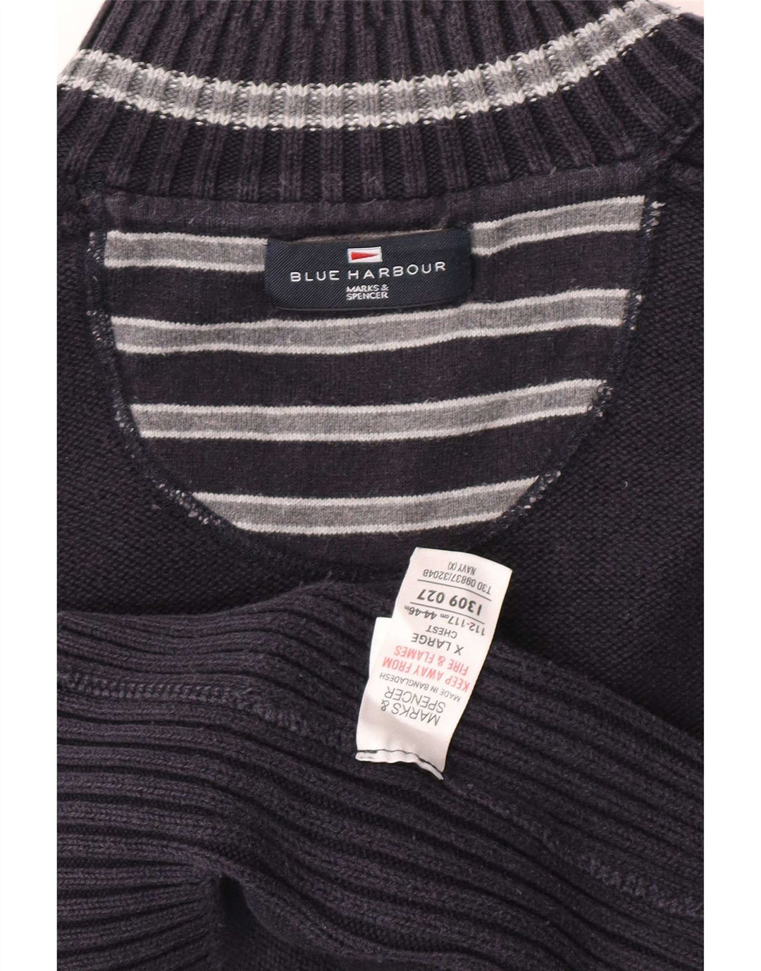 Suéter masculino Marks & Spencer Blue Harbor com botão e gola XL algodão marinho