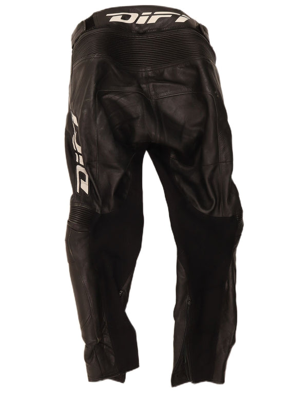 Calça masculina Difi de couro para moto racer W30 L28 preta motociclista