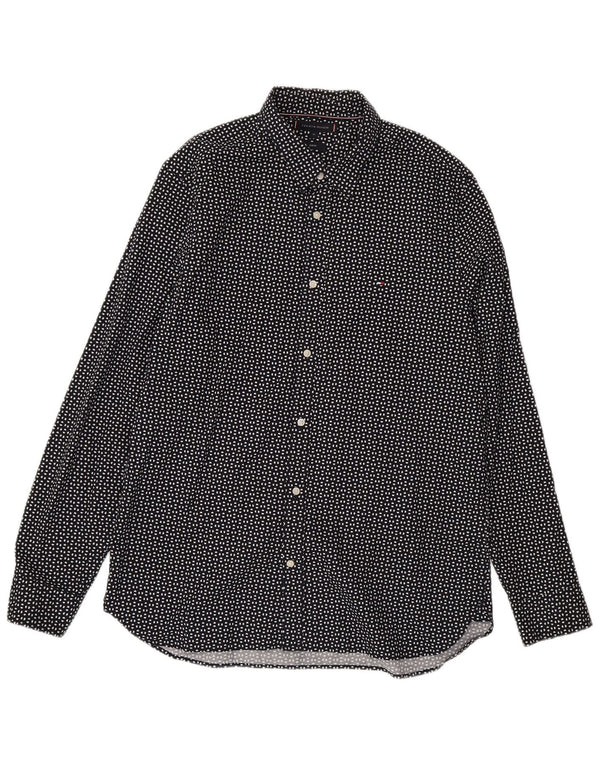 Camisa masculina Tommy Hilfiger Slim Fit XL algodão manchado preto