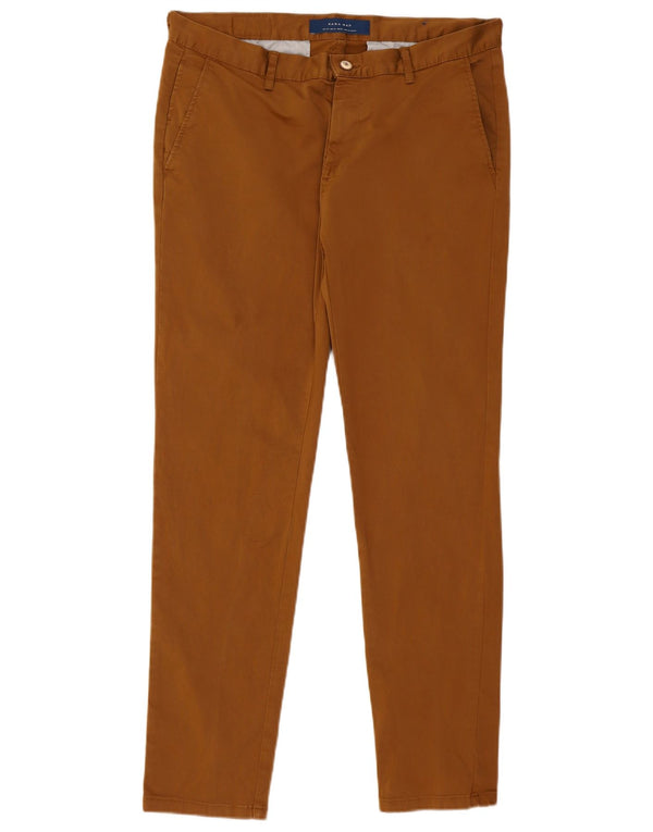 Zara Mens Slim Chino Calças EU 44 Grande W34 L30 Marrom