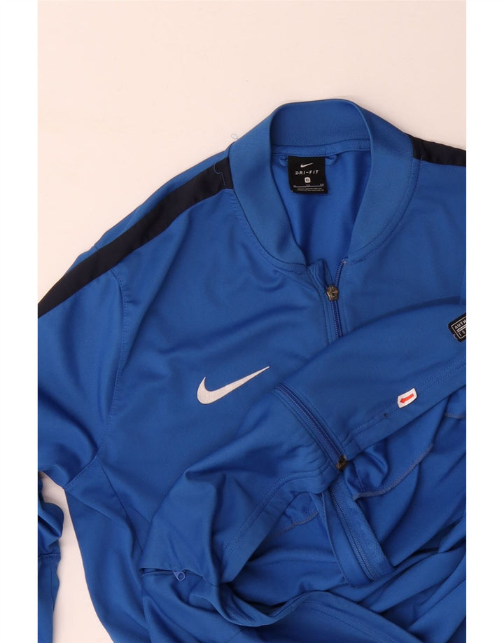 NIKE Masculino Dri Fit Tracksuit Top Jacket XL Azul Colourblock Poliéster