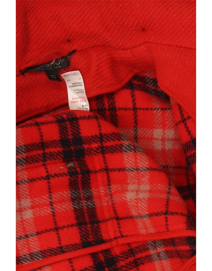 Casaco Duffle Feminino com Capuz Topshop Reino Unido 8 Lã Vermelha Pequena