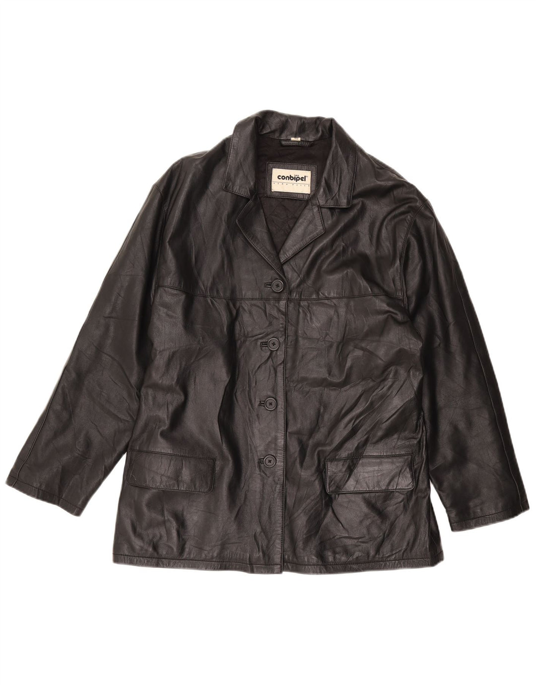 CONBIPEL Womens Leather Jacket IT 46 Large Black Leather