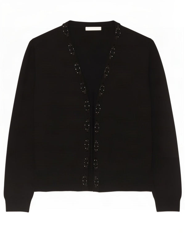 Suéter cardigã aberto feminino Marks & Spencer Reino Unido 16 grande viscose preta