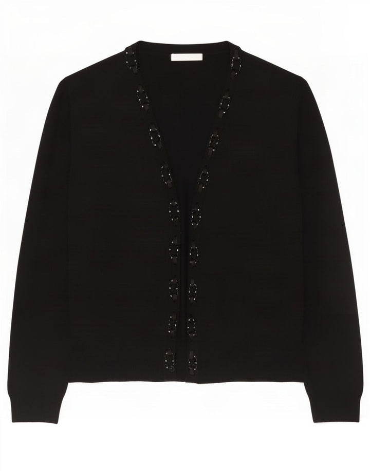 Suéter cardigã aberto feminino Marks & Spencer Reino Unido 16 grande viscose preta