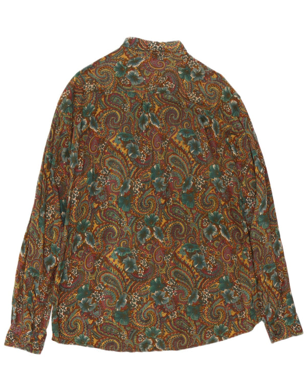 Camisa masculina vintage grande cáqui Paisley