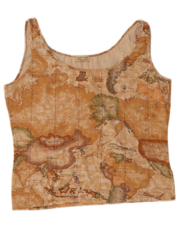 ALVIERO MARTINI Colete feminino Voyages Crop Top IT 48 XL Bege Geométrico
