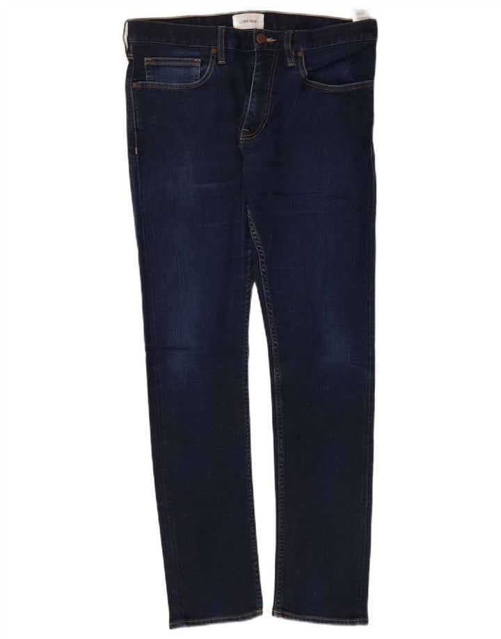 Calça jeans reta masculina Calvin Klein W32 L32 azul marinho algodão
