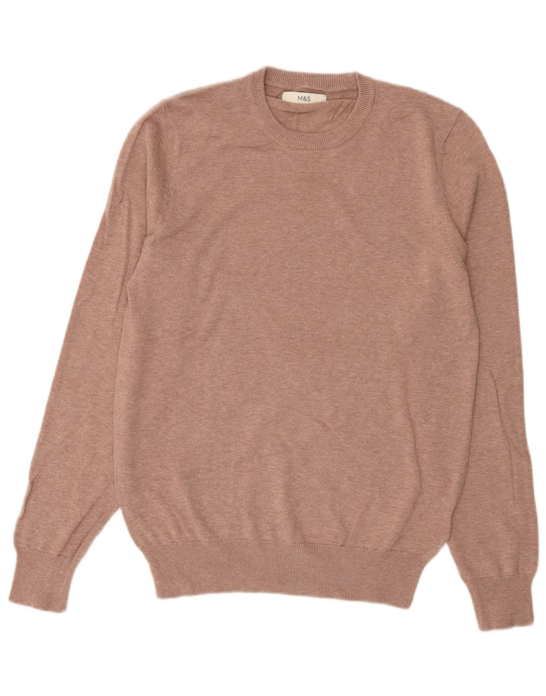Suéter masculino Marks & Spencer com gola redonda, algodão rosa médio