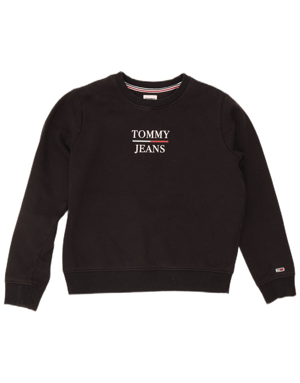 Tommy Hilfiger moletom feminino gráfico oversized jumper Reino Unido 10 pequeno preto