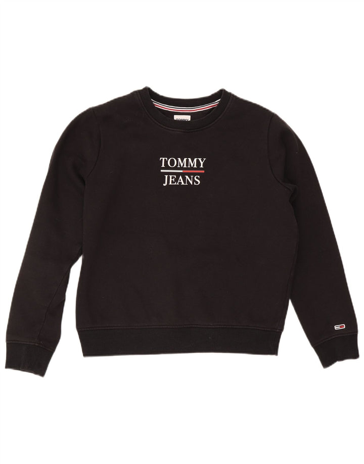 Tommy Hilfiger moletom feminino gráfico oversized jumper Reino Unido 10 pequeno preto