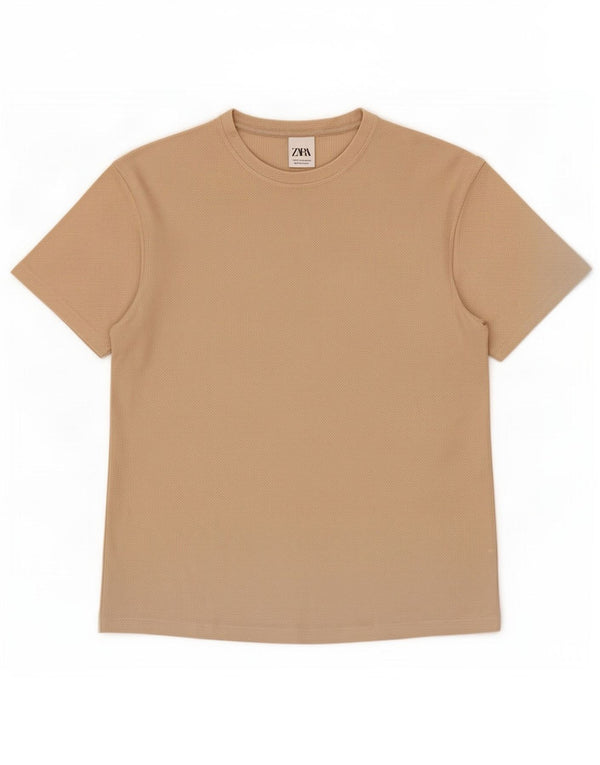 Camiseta masculina Zara Top médio algodão bege
