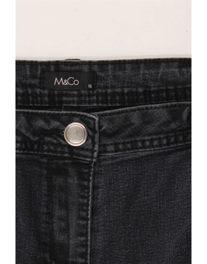 Calça jeans reta feminina M&Co Reino Unido 16 grande W36 L30 cinza