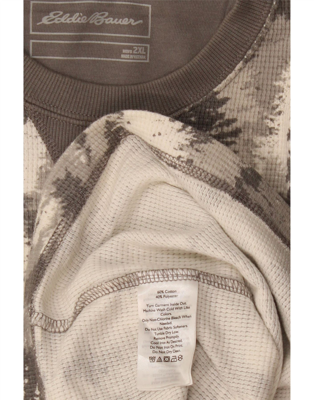 EDDIE BAUER Masculino Abstrato Padrão Top Manga Longa 2XL Algodão Cinza