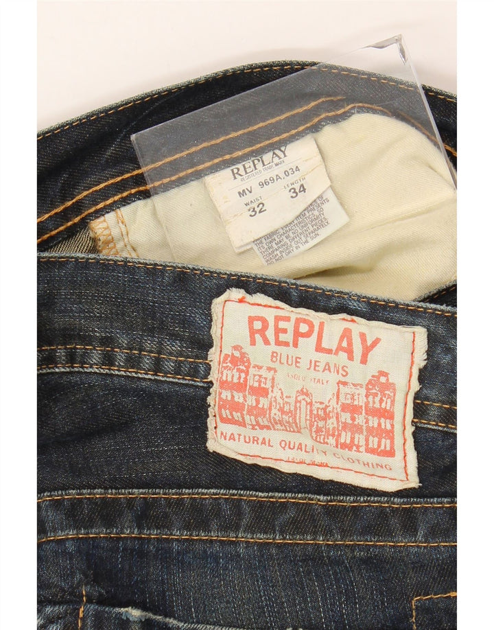 Replay Jeans reto feminino W32 L29 azul marinho algodão
